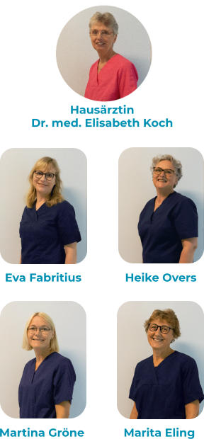 Hausärztin  Dr. med. Elisabeth Koch Eva Fabritius Heike Overs Martina Gröne Marita Eling